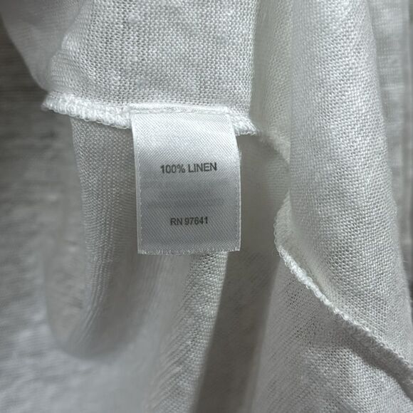 J Jill Love Linen Three Quarter Sleeve Floral White Lightweight Summer Top - Picture 11 of 14